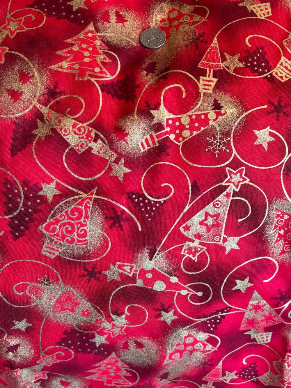 Christmas Fabric Red with Gold Metallic by R.E.D. Original Design sold  by yard